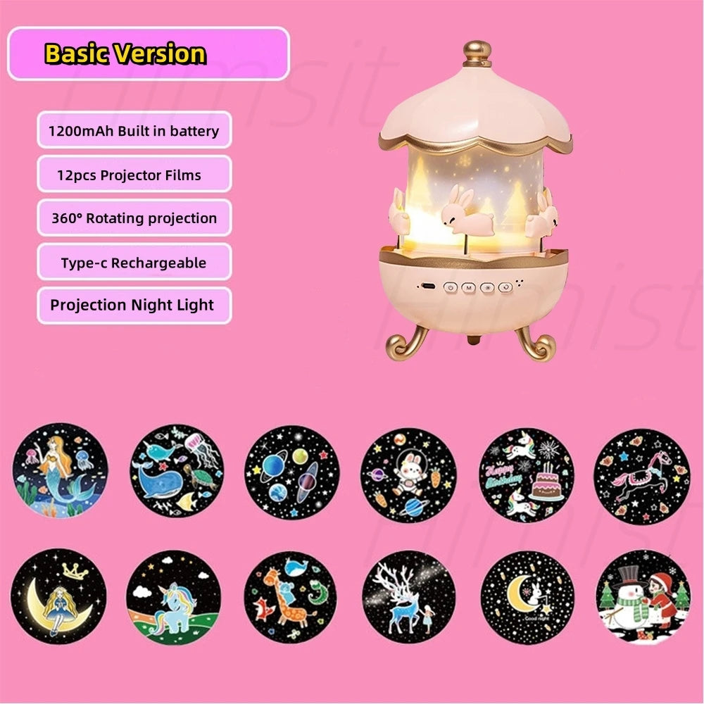 Proiettore Galassia Magico con Speaker Bluetooth – Luci Notturne per Bambini (12 Film Inclusi)