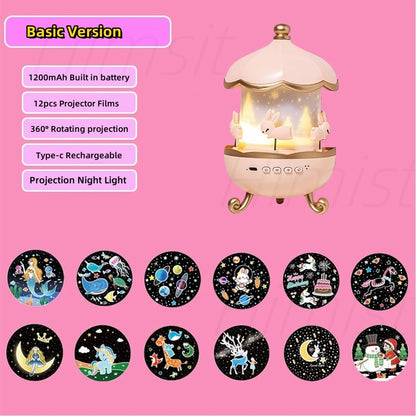Proiettore Galassia Magico con Speaker Bluetooth – Luci Notturne per Bambini (12 Film Inclusi)