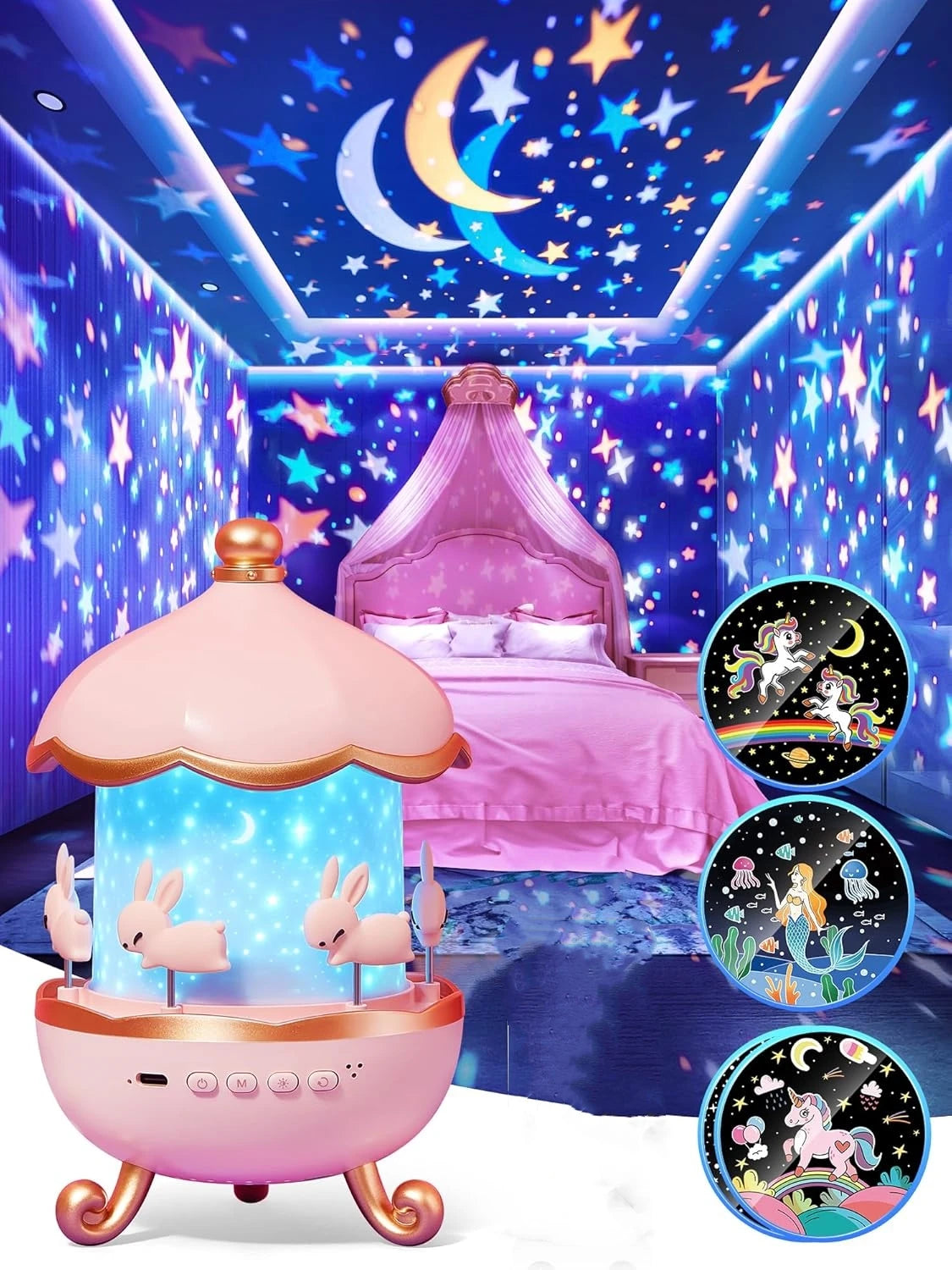 Proiettore Galassia Magico con Speaker Bluetooth – Luci Notturne per Bambini (12 Film Inclusi)