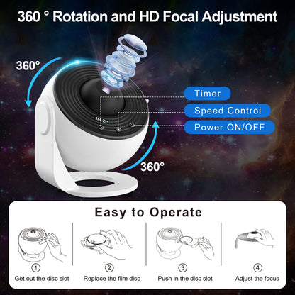 GalaxyMaster™ – Proiettore Stellato 360° con 13 Effetti Galassia