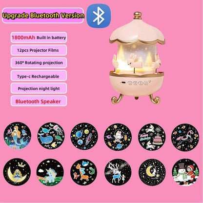 Proiettore Galassia Magico con Speaker Bluetooth – Luci Notturne per Bambini (12 Film Inclusi)